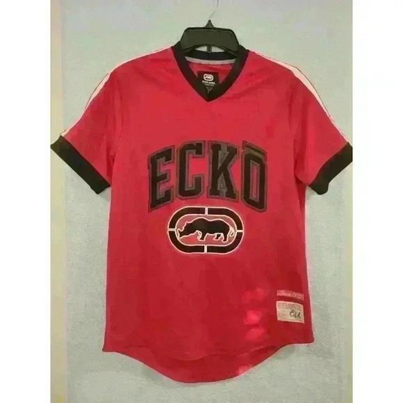 VTG ECKO UNLTD Rhino Logo Official Issue Jersey Large Embroidery Red Size Small - Picture 1 of 6
